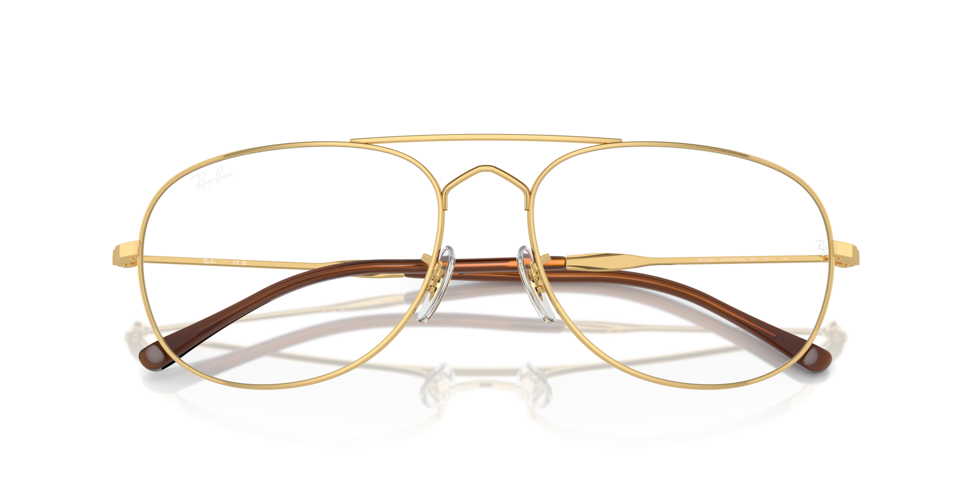 Ray-Ban Bain Bridge Optics Eyeglasses Arista Gold Frame Clear Lenses Polarized 57-17 147$