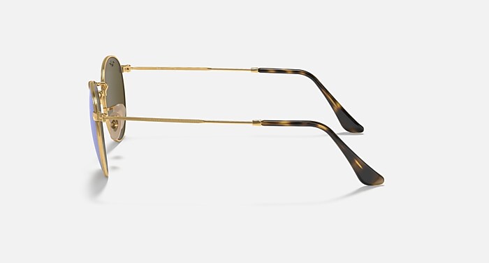 ROUND FLAT LENSES Sunglasses in Arista Gold and Blue Gradient (50
