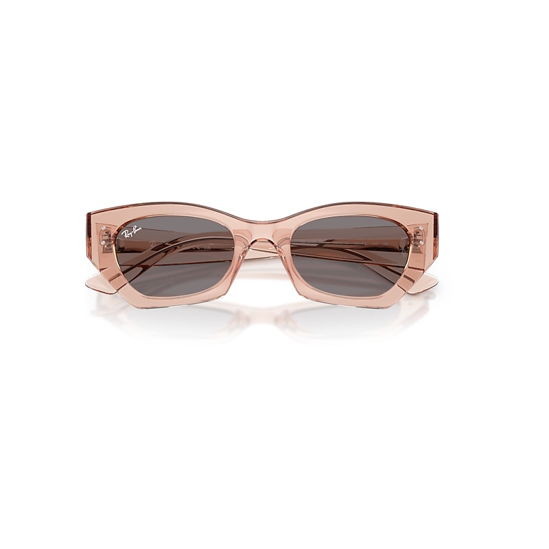 Ray-Ban Zena Bio-based Sunglasses Transparent Pink Frame Brown Lenses 49-22