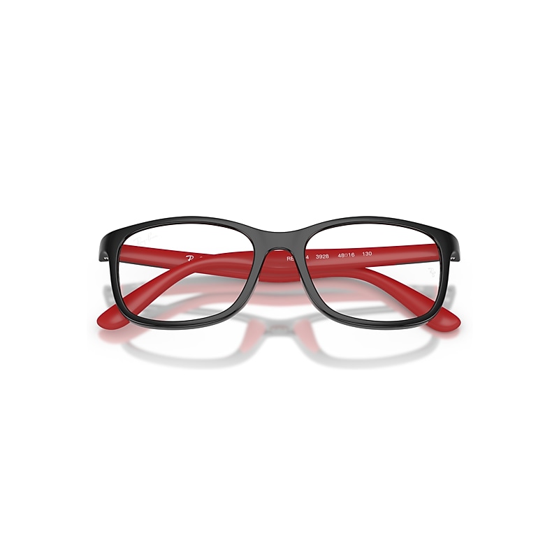 Ray-Ban Rb1644 Optics Kids Bio-based Optical Black On Rubber Red Frame Clear Lenses Polarized 46-16