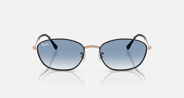 RB3749 Sunglasses in Black On Rosegold and Clear Gradient Blue (58