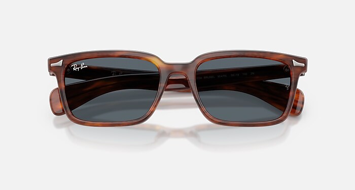 BRUNEL Sunglasses in Striped Havana and Dark Blue (56-19) - RB2234
