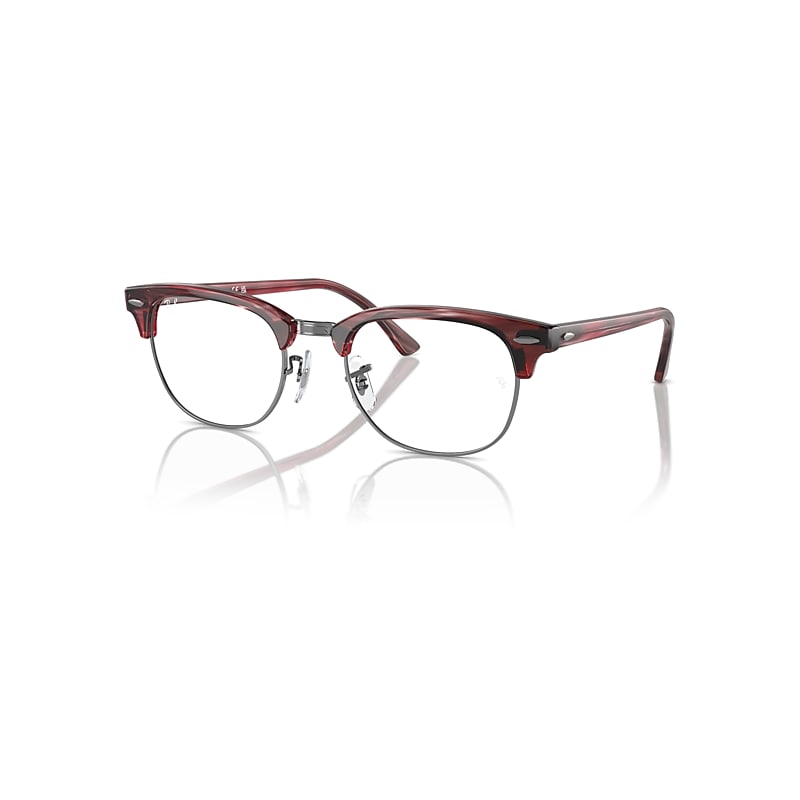 Ray-Ban Eyeglasses Unisex Clubmaster Optics - Striped Red Frame Clear Lenses Polarized 53-21
