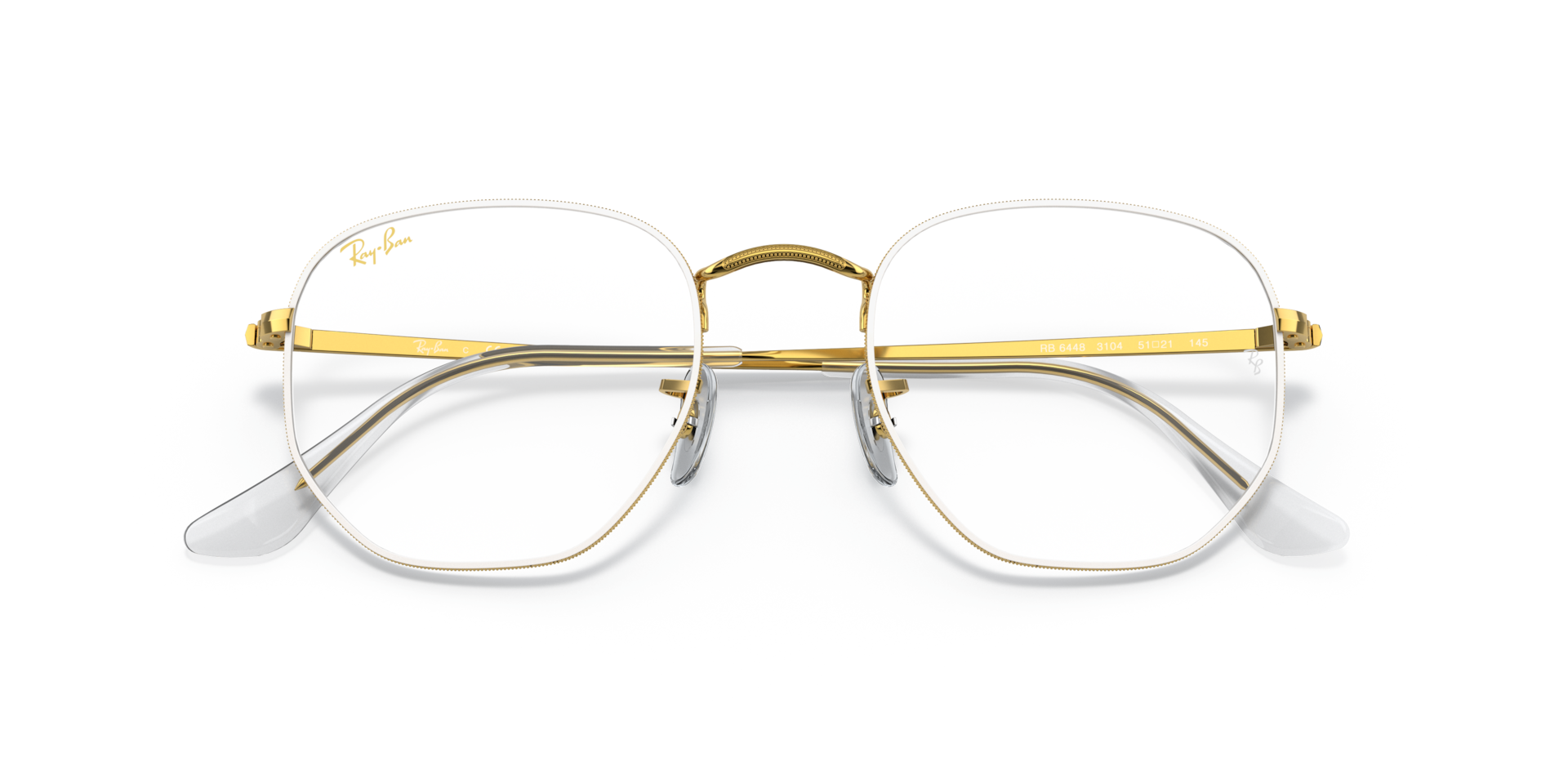 Ray-Ban Hexagonal Optics Eyeglasses Gold Frame Clear Lenses 51-21 139$