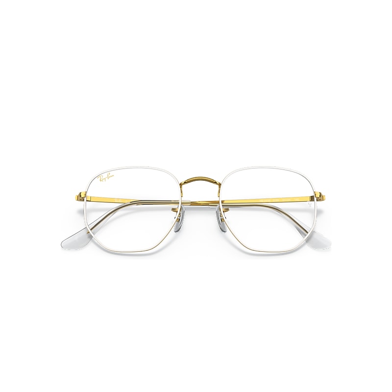 Ray-Ban Hexagonal Optics Eyeglasses Gold Frame Clear Lenses 51-21
