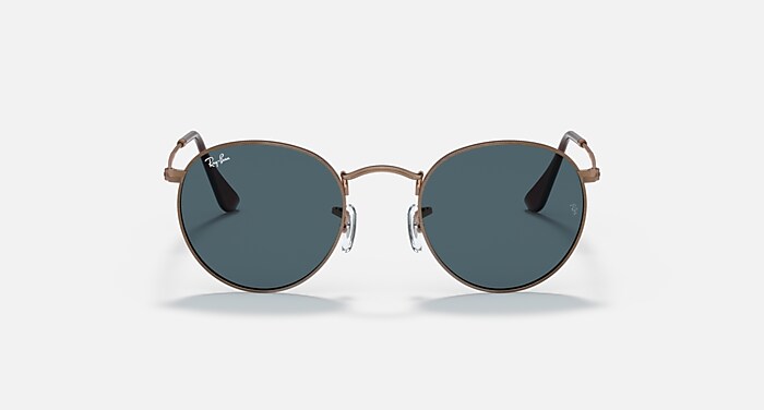 ROUND METAL ANTIQUED Sunglasses in Bronze-Copper and Blue (50-21