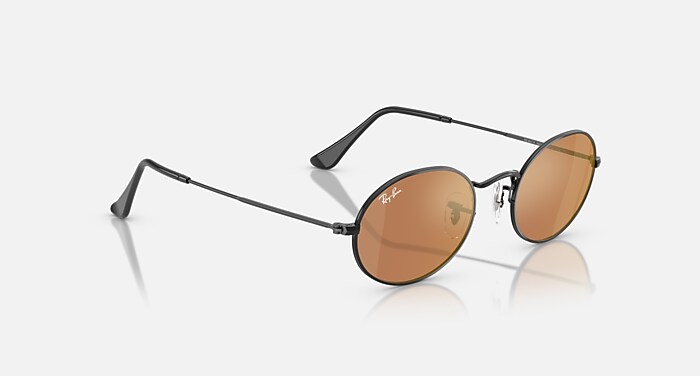 OVAL FLAT LENSES サングラス ブラック と ブラウン ミラー ゴールド
