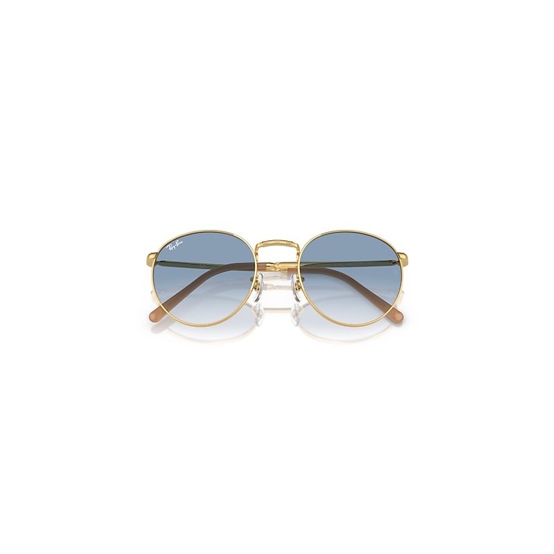 Ray-Ban New Round Sunglasses Arista Gold Frame Blue Lenses 50-21