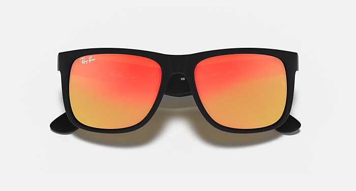 Ray-Ban (レイバン) RB4165F Sunglasses JUSTIN COLOR MIX Sunglasses in Rubber Black and Red Mirror (51-16