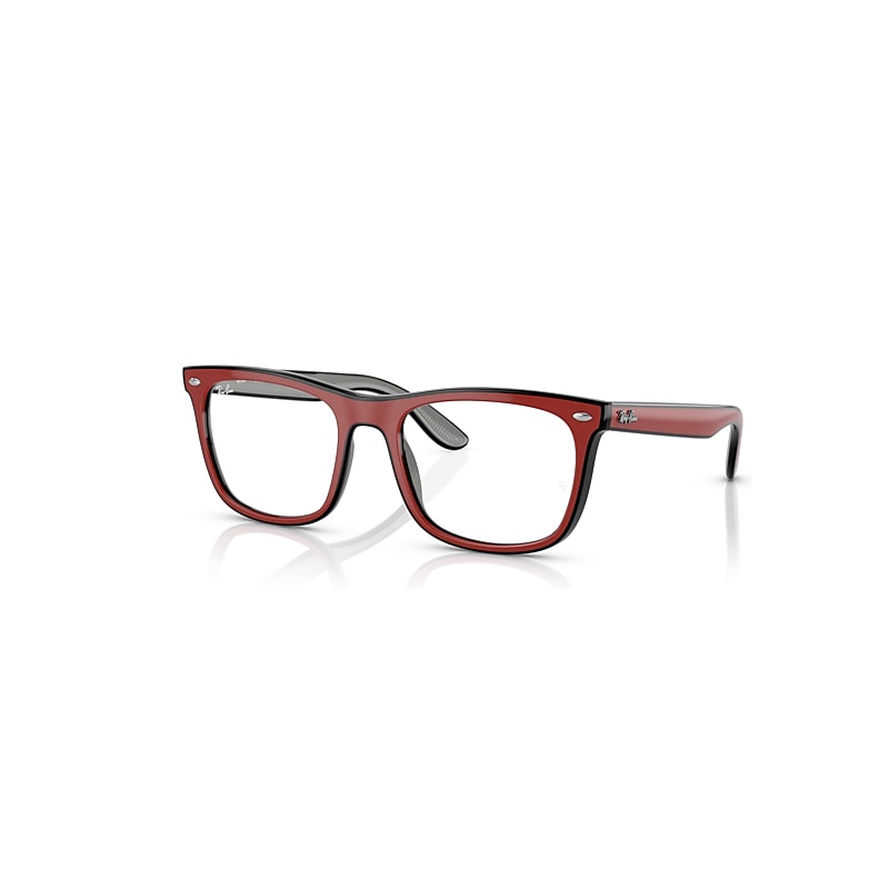 Ray-Ban Eyeglasses Unisex Rb7209 Optics - Red Black Grey Frame Clear Lenses Polarized 53-20