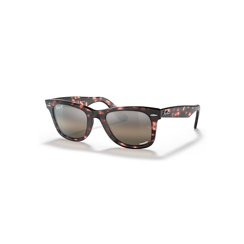 Ray-Ban Original Wayfarer Polarized+ Lenses Sonnenbrillen Pink Transparent Fassung Grau Glas Polarisiert 50-22