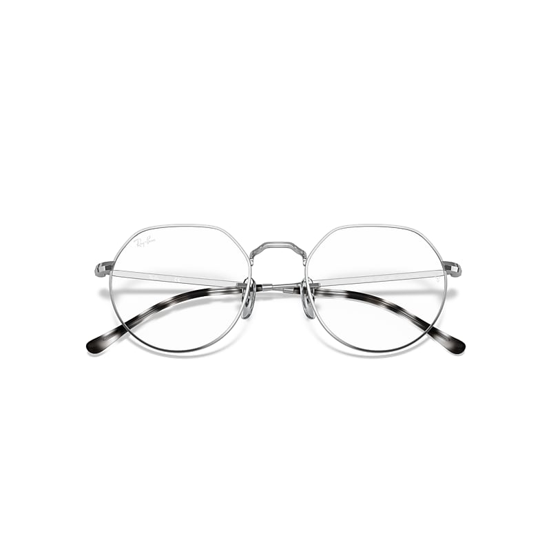 Ray-Ban Jack Optics Eyeglasses Shiny Silver Frame Clear Lenses Polarized 49-20