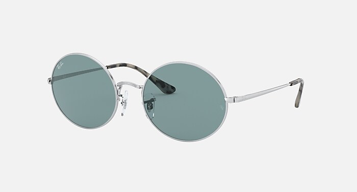 OVAL 1970 Sunglasses in Silver and Blue Classic (54-19) - RB1970