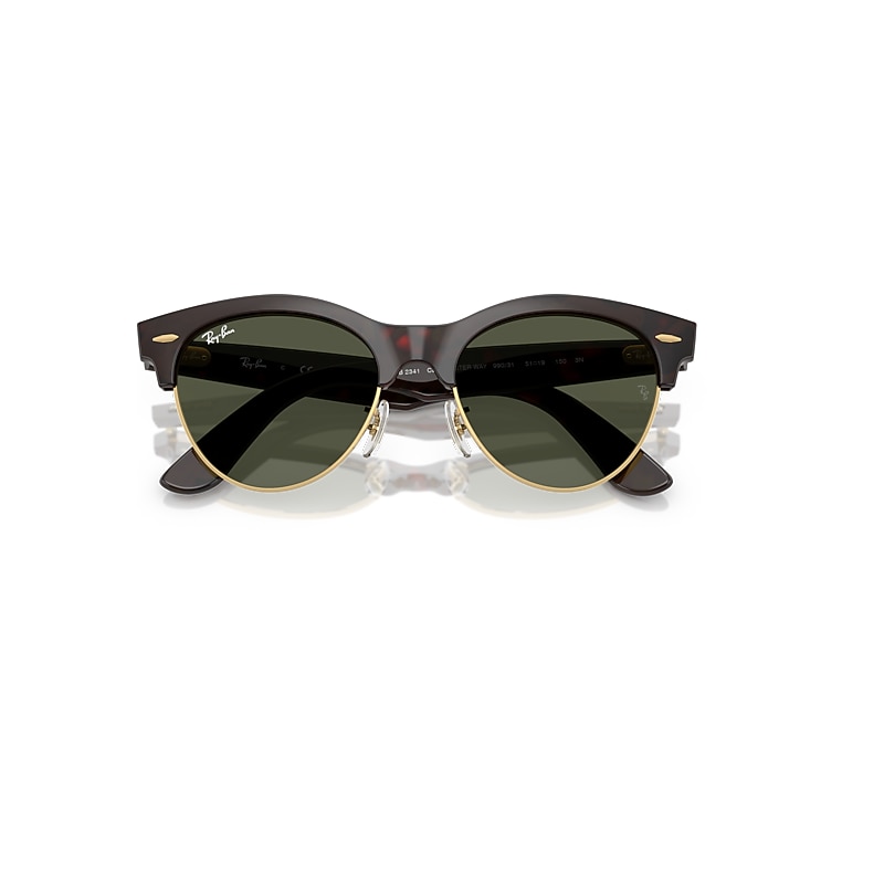 Ray-Ban Clubmaster Way Sunglasses Red Havana Frame Green Lenses 54-19