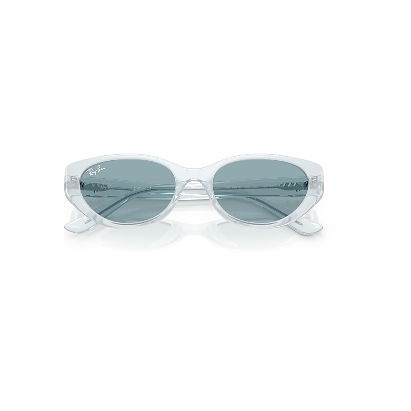 Ray-Ban Rb4457d Bio-based Sunglasses Transparent Ice Frame Blue Lenses 55-19