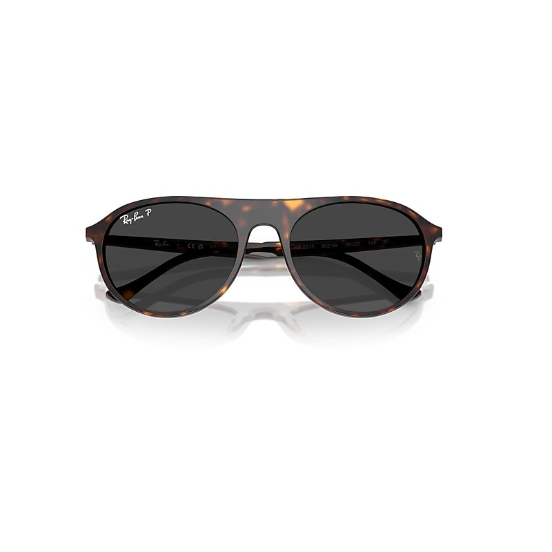 Ray-Ban Rb2215 Sunglasses Havana Frame Black Lenses Polarized 56-20