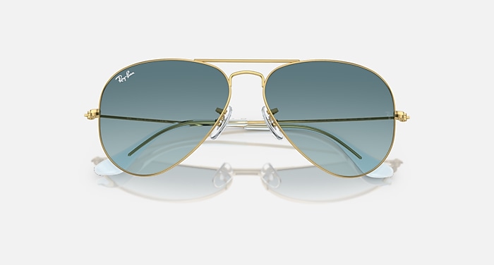 Ray-Ban Aviator Sunglasses with Light Blue Gradient Lenses and Gold Frame s-l400.jpg main image 4