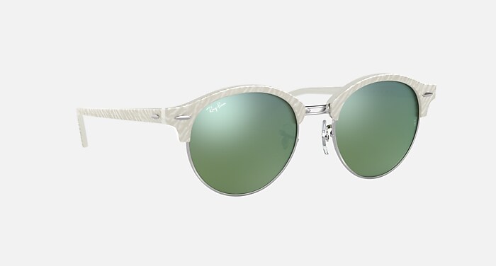 CLUBROUND FLASH LENSES Sunglasses in White and Light Green Mirror