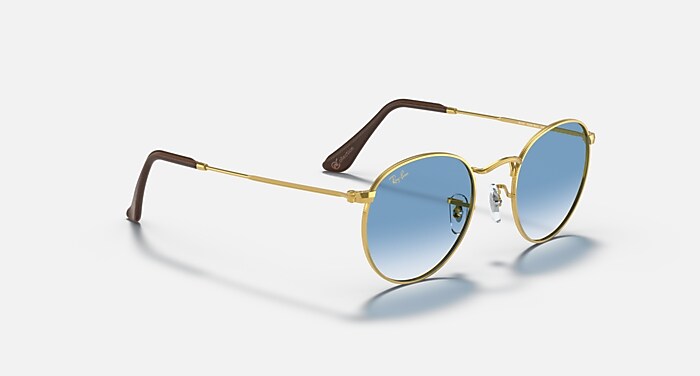 Ray-Ban ROUND L ゴールド ブルーグラデ ROUND METAL @COLLECTION Sunglasses in Gold and Light Blue Gradient