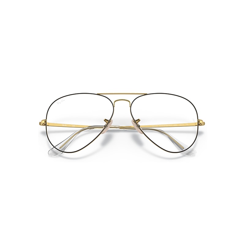 Ray-Ban Aviator Optics Eyeglasses Gold Frame Clear Lenses Polarized 55-14