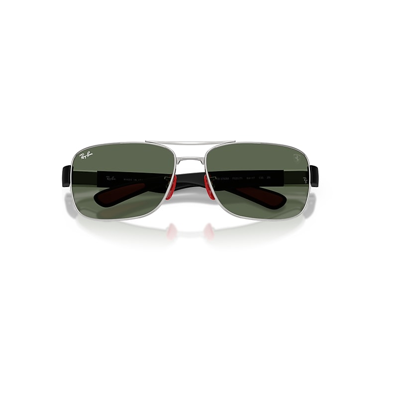 Ray-Ban Rb3763m Scuderia Ferrari Collection Sunglasses Matte Black Frame Green Lenses 64-17