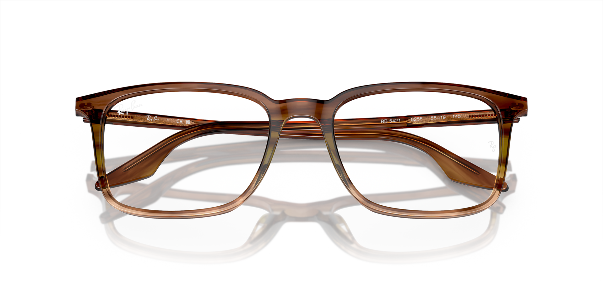 Ray-Ban Rb5421 Optics Eyeglasses Striped Brown Green Frame Clear Lenses Polarized 53-19 $105