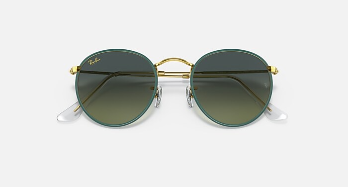 ROUND METAL FULL COLOR LEGEND Sunglasses in Green and Green /Blue