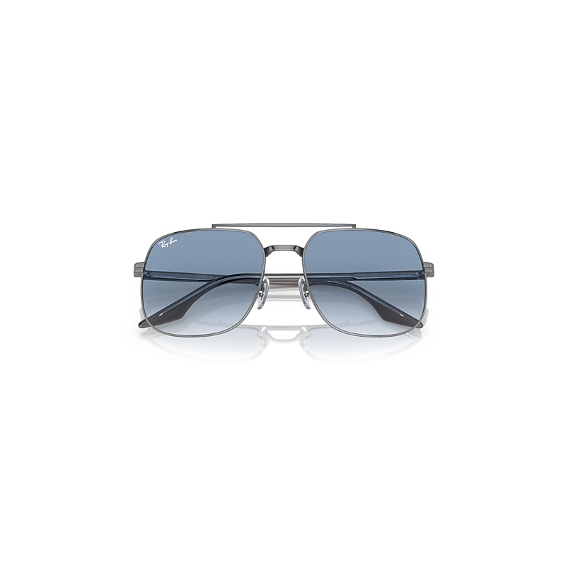 Ray-Ban Rb3699 Sunglasses Grey On Transparent Frame Blue Lenses 56-18
