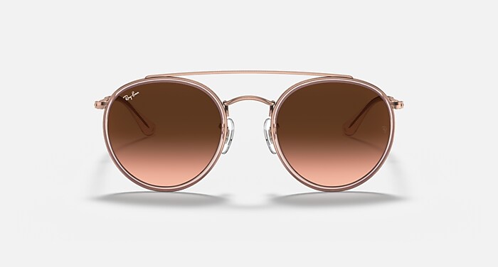 ROUND DOUBLE BRIDGE Sunglasses in Copper and Brown Gradient