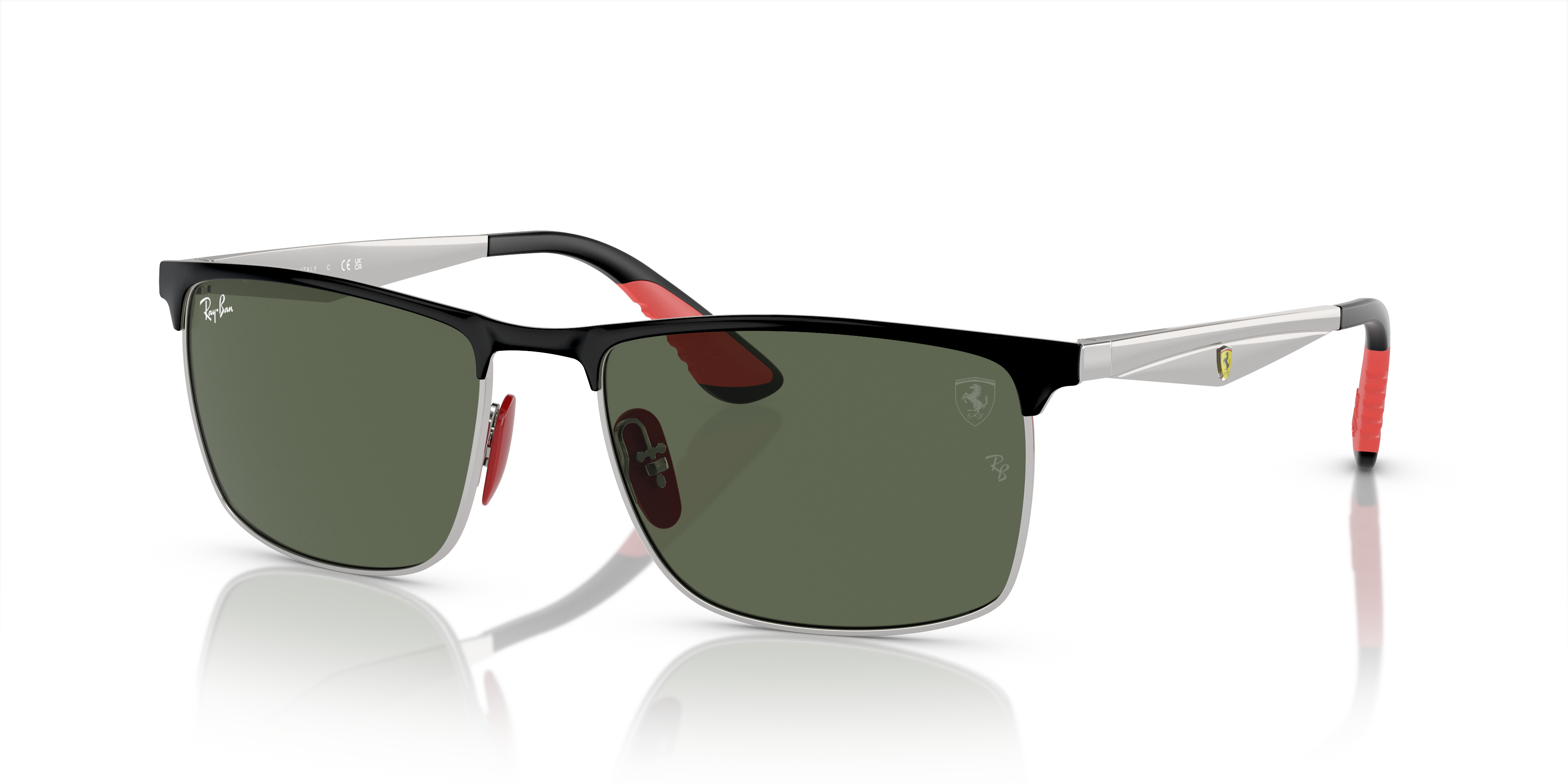 Ray-Ban Sonnenbrillen Rb3726m Scuderia Ferrari Collection - Silber Rahmen Grün Glas 57-18