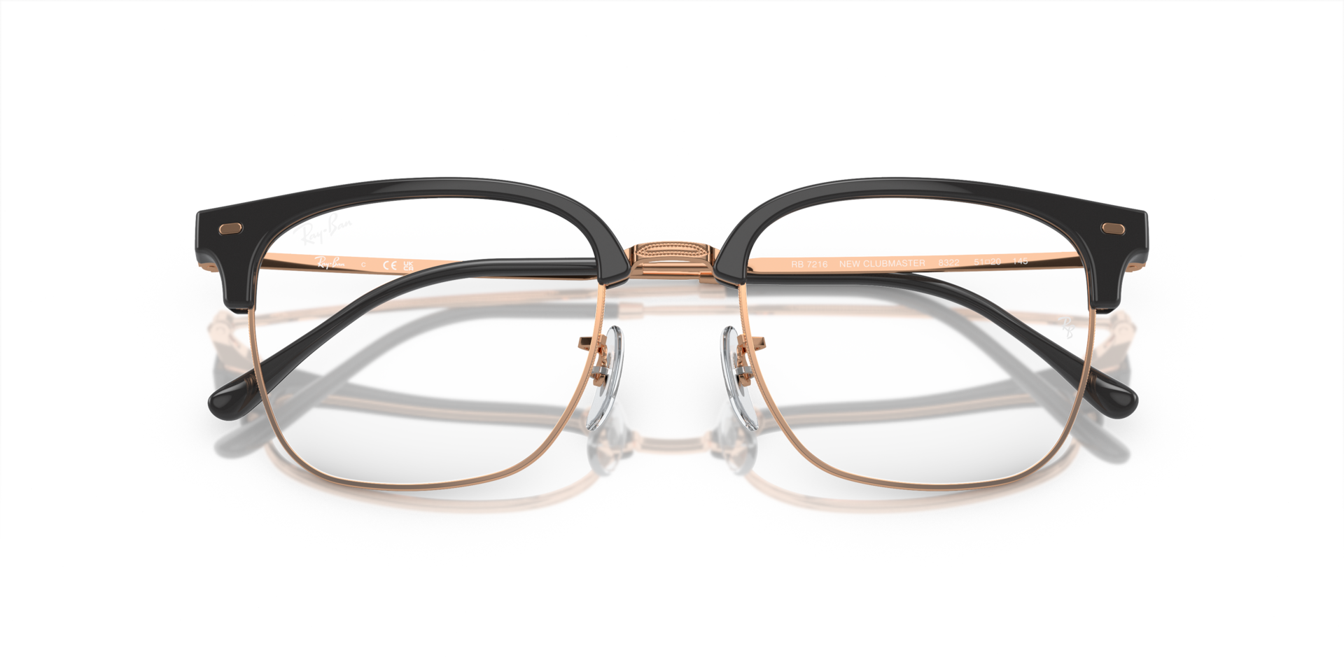 Ray-Ban New Clubmaster Optics Eyeglasses Rose Gold Frame Clear Lenses Polarized 51-20 155$