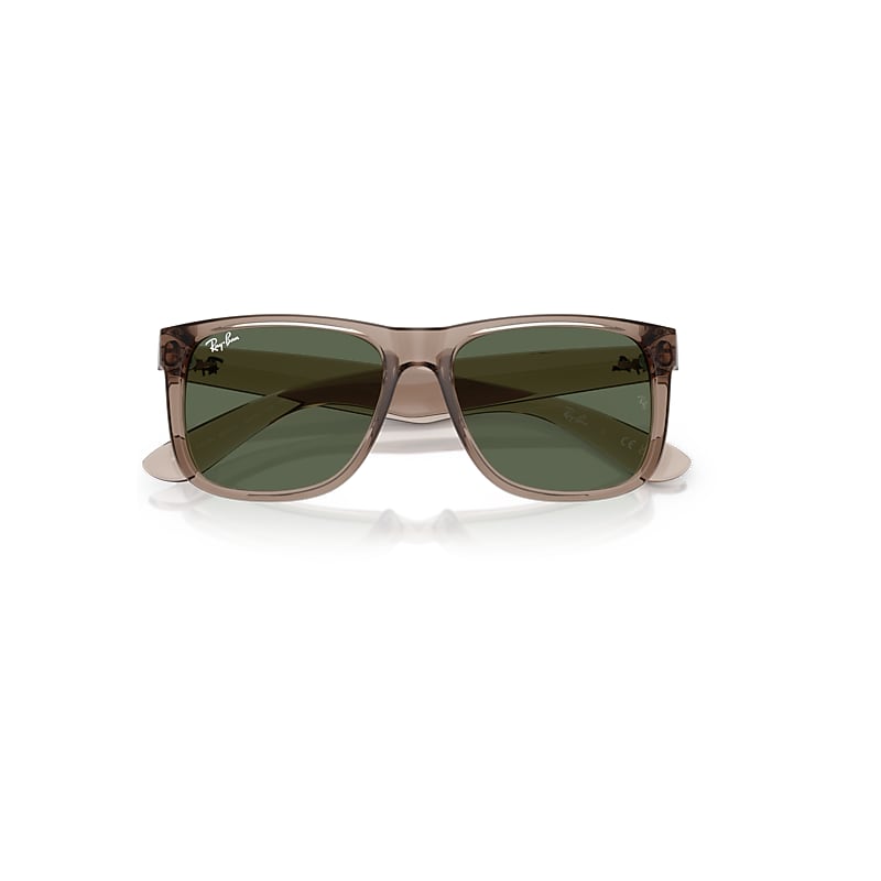 Ray-Ban Justin Classic Sunglasses Transparent Brown Frame Green Lenses 51-16