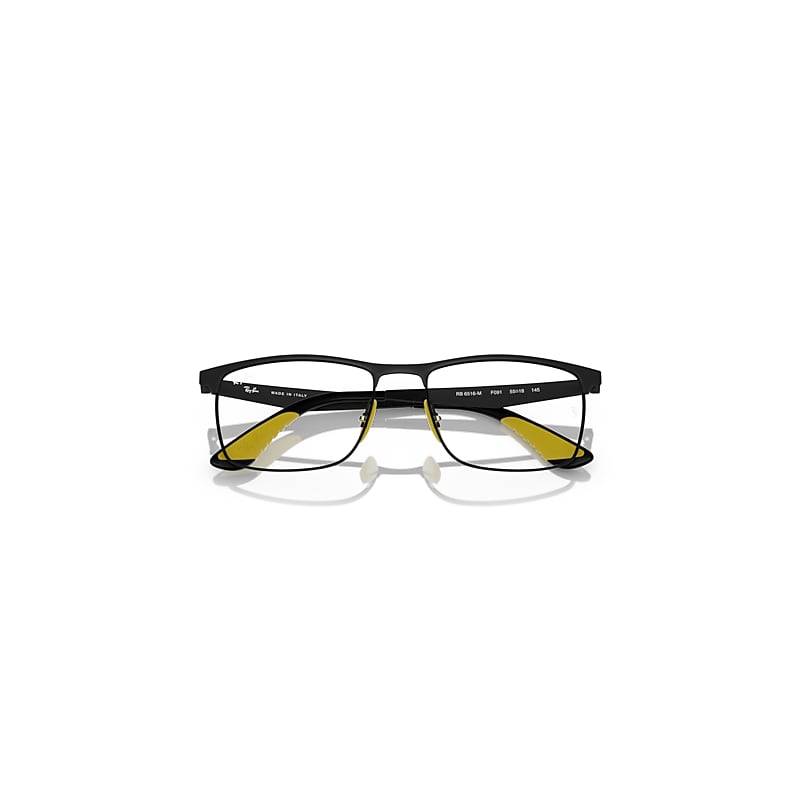 Ray-Ban Rb6516m Optics Scuderia Ferrari Collection Optical Black Frame Clear Lenses Polarized 55-18