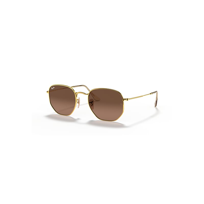 Ray-Ban Sunglasses  Hexagonal Flat Lenses - Arista Gold Frame Brown Lenses 54-21, RB3548N