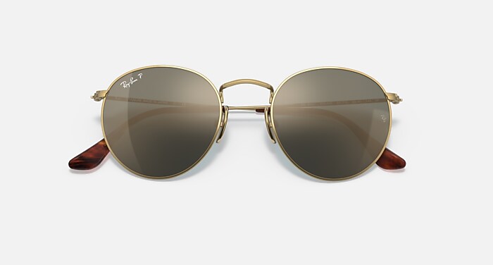 Ray-Ban レイバン　サングラス　眼鏡　メンズ　RB8247 ROUND TITANIUM Sunglasses in Gold and Blue Mirror Gold Polarized