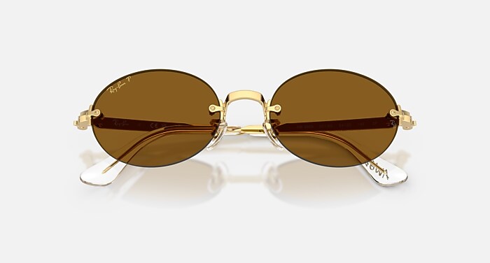Ray-Ban ラウンド型サングラス ブラウン/ゴールド RB3929 BY A$AP ROCKY ポラライズド（偏光） サングラス アリスタ