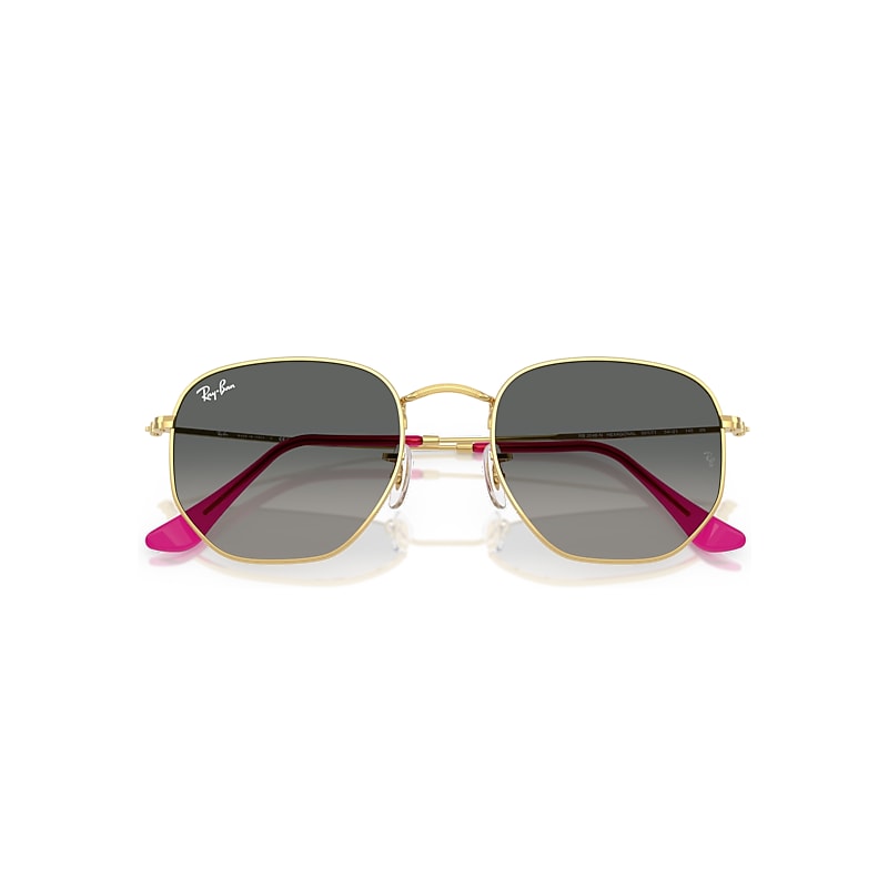 Ray-Ban Unisex Sunglass Hexagonal Flat Lenses - Frame color: Arista Gold, Lens color: Grey Gradient