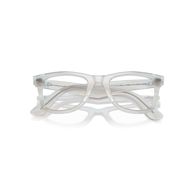 Ray-Ban Original Wayfarer Optics Change Eyeglasses Photo Striped Light Blue Frame Clear Lenses Polarized 50-22