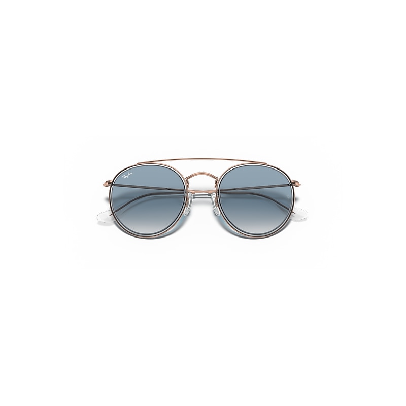 ROUND DOUBLE BRIDGE Sunglasses in Copper and Light Blue  display picture 1