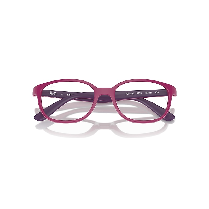 Ray-Ban Rb1632 Optics Kids Bio-based Optical Fucsia On Violet Frame Clear Lenses 46-16