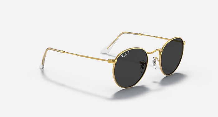 ROUND METAL Sunglasses in Gold and Black Polarized - RB3447 | Ray