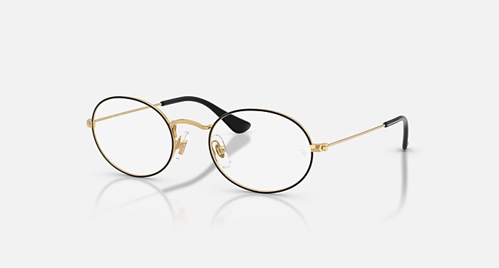 OVAL OPTICS KIDS メガネ ゴールド上にブラック と クリア (46-19
