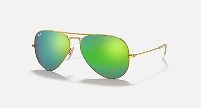 AVIATOR FLASH LENSES Sunglasses in Gold and Green Flash (58  display picture 2