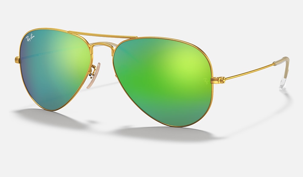 AVIATOR FLASH LENSES サングラス ゴールド と グリーンフラッシュ (55