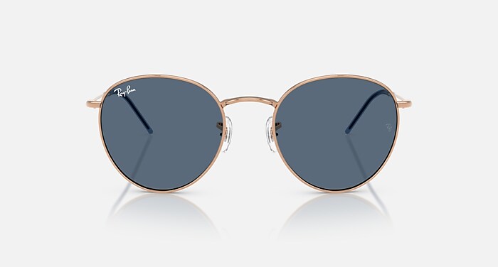 Ray-Ban Rose Round Double Bridge Sunglasses with Blue Lenses Ray-Ban DOUBLE BRIDGE RB 3647N Rose Gold/Blue Shaded (9068  main image 2