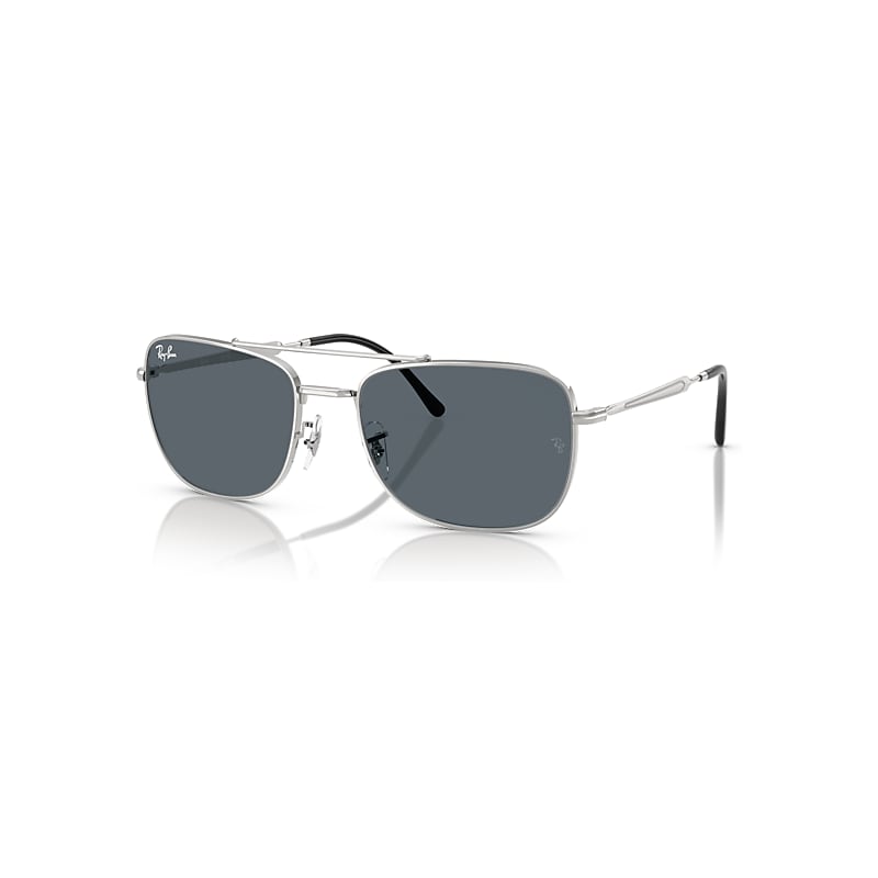 Ray-Ban Sunglasses   - Silver Frame Blue Lenses 62-19, RB3755