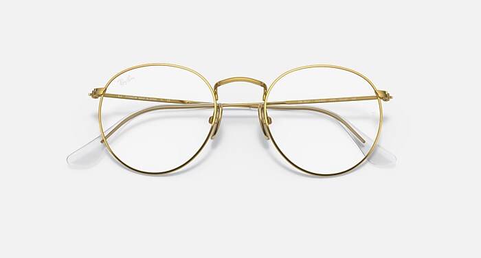 ROUND TITANIUM OPTICS メガネ ゴールド と クリア (50-21) - RB8247V