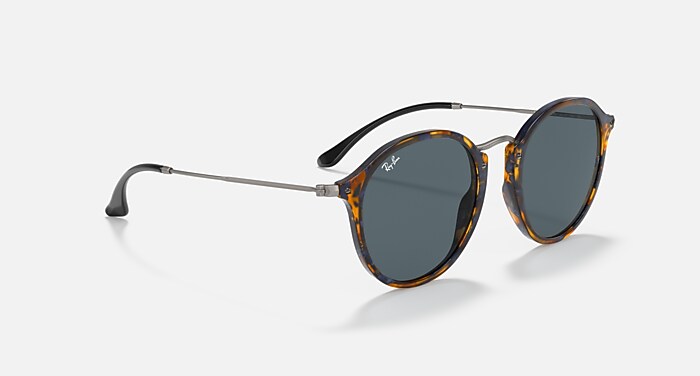 ROUND FLECK Sunglasses in Blue Havana and Blue (49-21) - RB2447