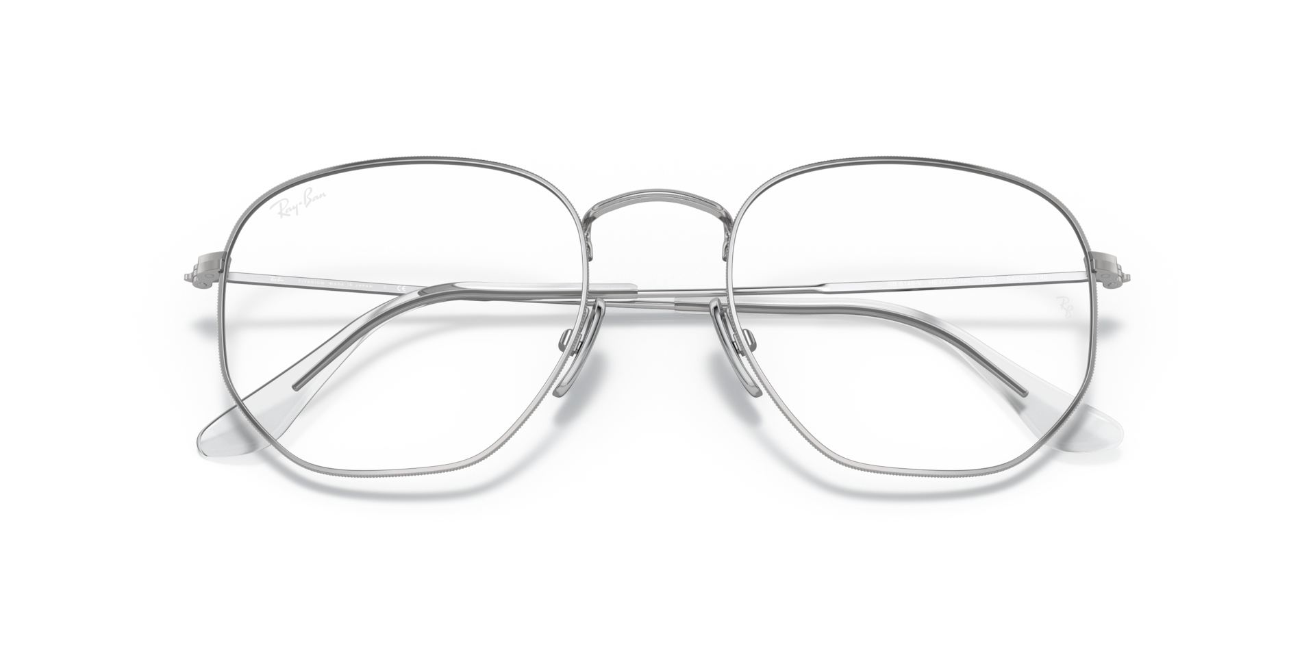 Ray-Ban Hexagonal Titanium Optics Eyeglasses Silver Frame Clear Lenses Polarized 51-21 316$