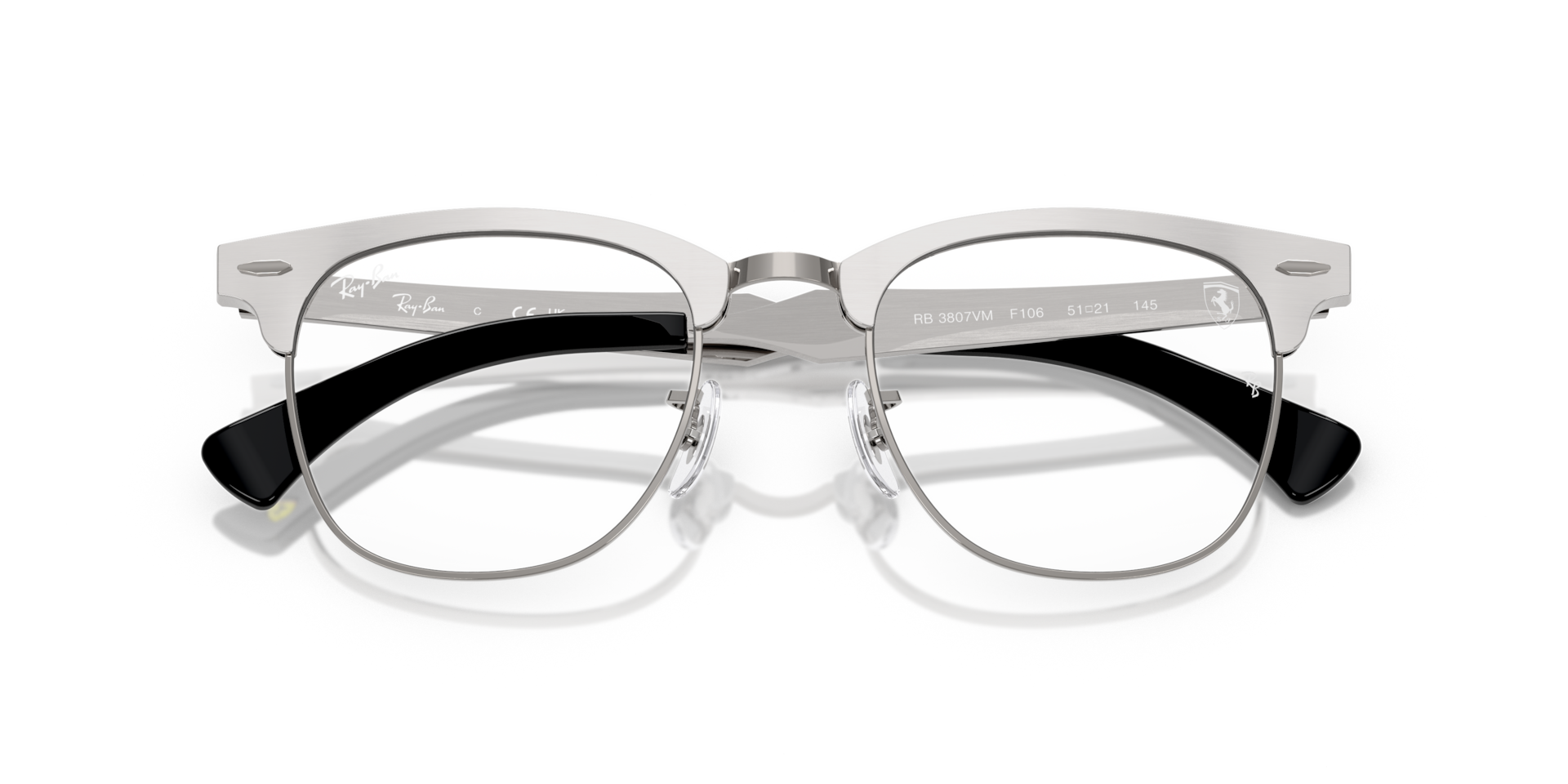 Ray-Ban Rb3807vm Optics Scuderia Ferrari Collection Eyeglasses Brushed Silver Frame Clear Lenses Polarized 51-21 222$